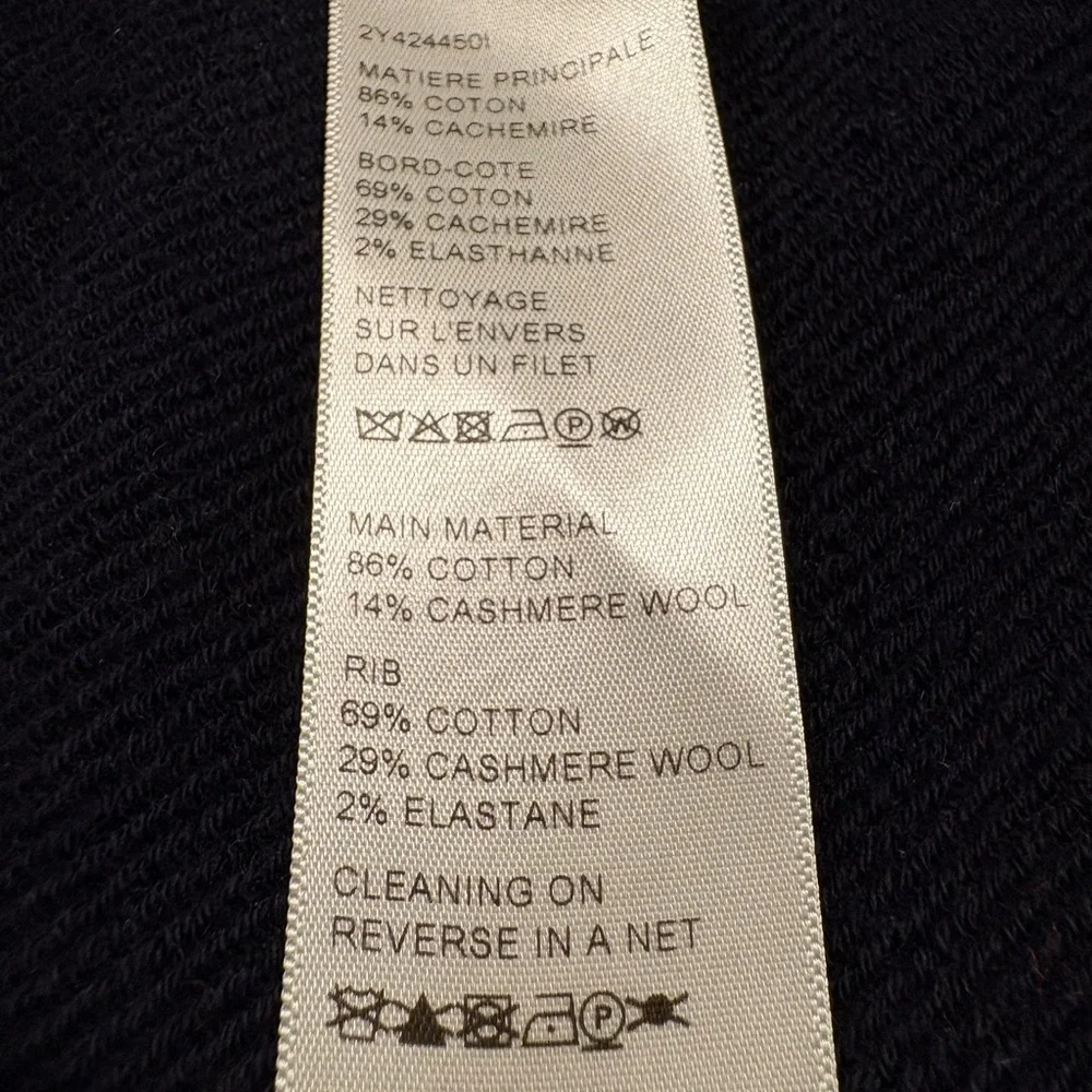 Celine Deep Blue Cotton Cashmere Crewneck Short-Sleeve Shirt "16" Logo - Picture 5 of 7
